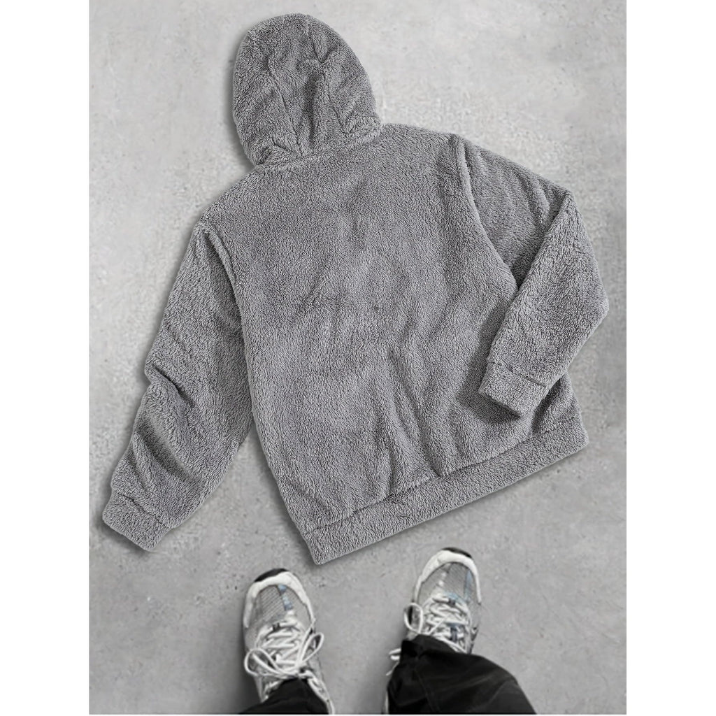 Men's Plush Hooded Zip Cardigan