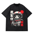 T-shirt graphique unisexe surdimensionné en coton Chat de l'espace Kawaii