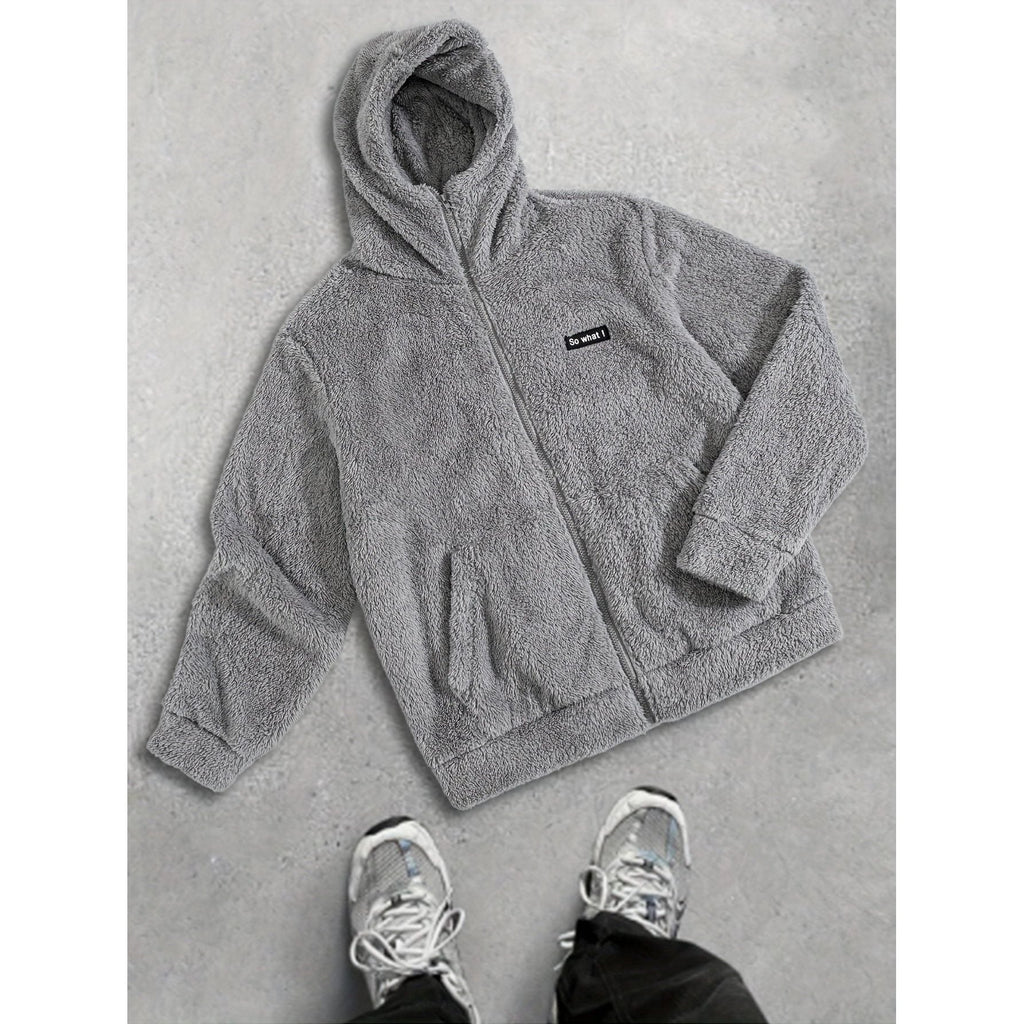 Men's Plush Hooded Zip Cardigan