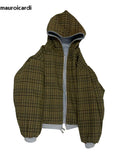Reversible Plaid-Lined Oversized Hoodie
